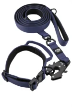 Zestaw spacerowy obroża + smycz miejska Granatowy