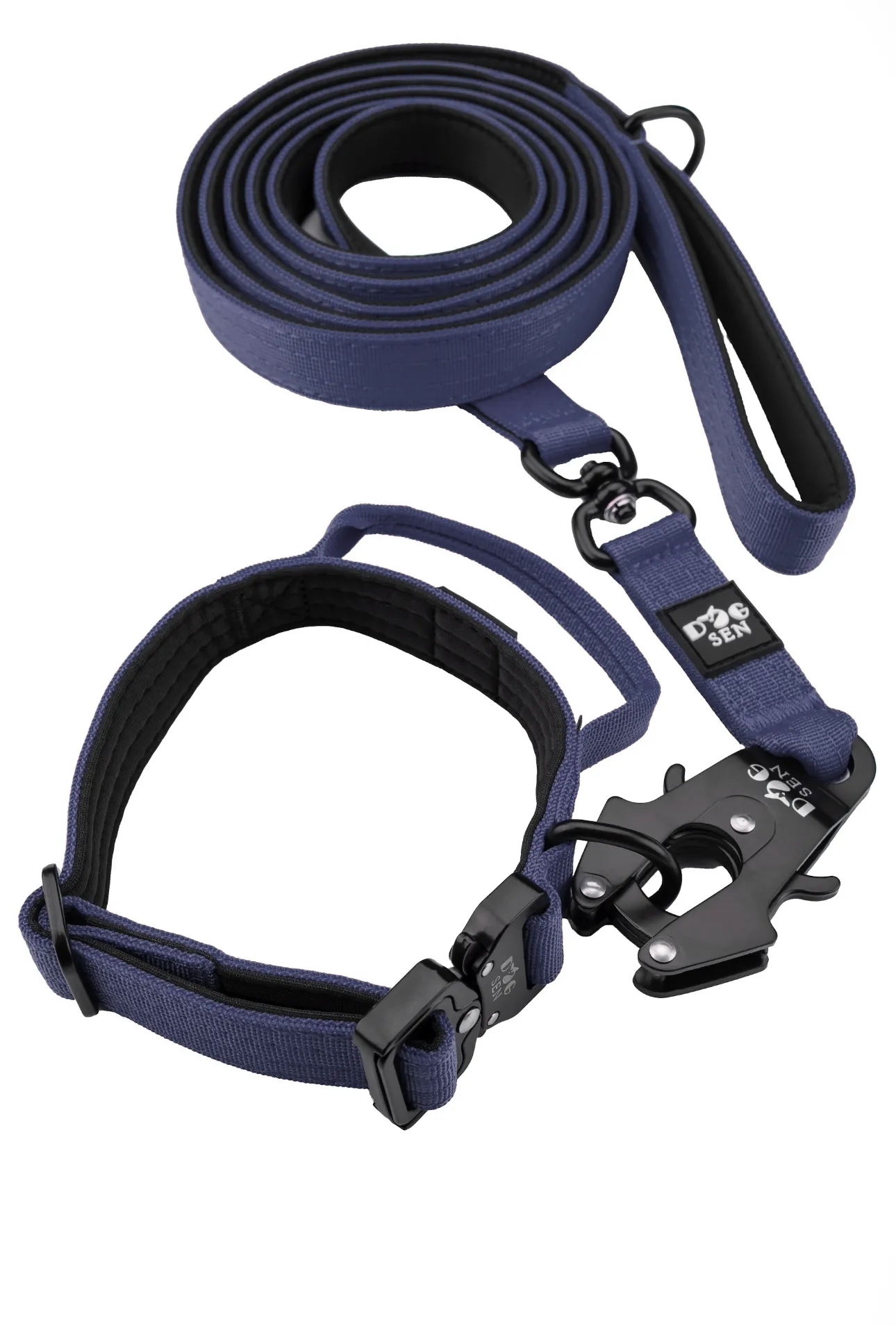 Granatowy Zestaw spacerowy obroża + smycz miejska Granatowy - obrazek 1
